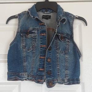 Medium Blue Cropped Denim Jean Vest